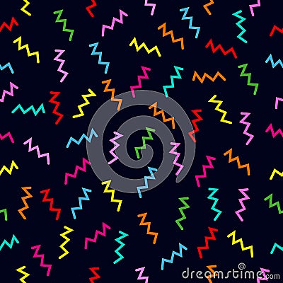 Memphis style seamless vector pattern with zig zag elements. Vector Illustration