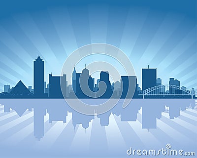 Memphis, Tennessee city skyline silhouette Vector Illustration