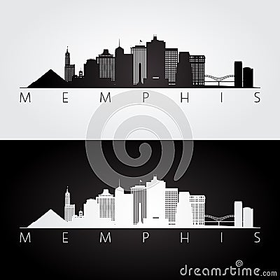 Memphis, USA skyline and landmarks silhouette Vector Illustration