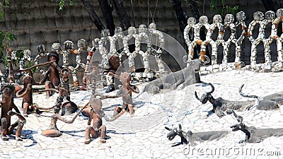 Men and animals at the Rock Garden Editorial Stock Photo