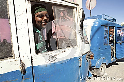 Men in auto rickshaws, Ethiopia Editorial Stock Photo