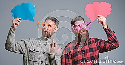 Men with beard and mustache mature hipster wear funny eyeglasses. Explain humor concept. Funny story and humor. Comic Stock Photo