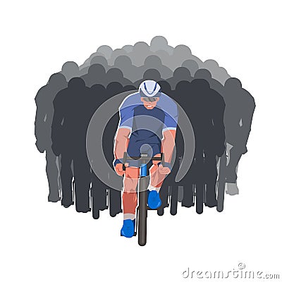 Men bicycle race. Cyclists at the finish line are fighting for the victory. Vector Illustration