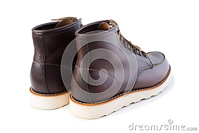 Men brown work boots Stock Photo