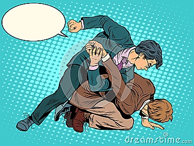 Men businessmen fighting Vector Illustration