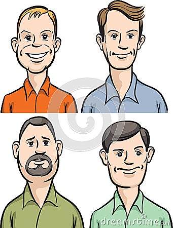 Men cartoon faces Vector Illustration