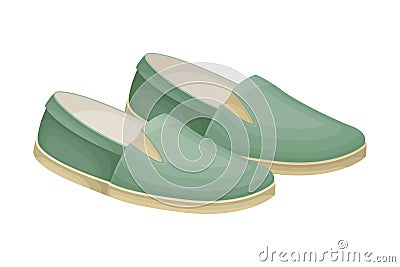 Men Casual Pair of Loafers or Moccasins without Shoelace Isolated on White Background Vector Illustration Vector Illustration