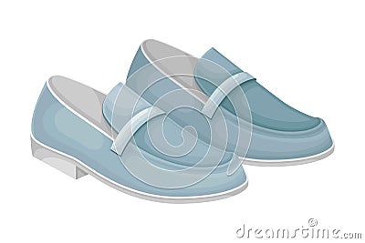 Men Casual Pair of Loafers or Moccasins without Shoelace Isolated on White Background Vector Illustration Vector Illustration