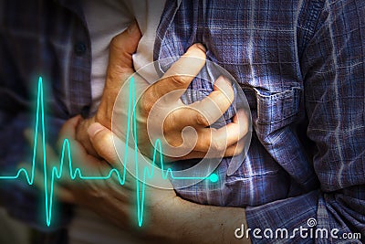 Men with chest pain - heart attack Stock Photo