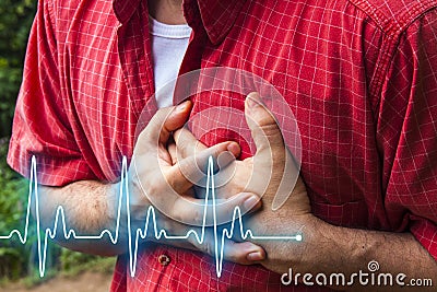 Men with chest pain - heart attack Stock Photo