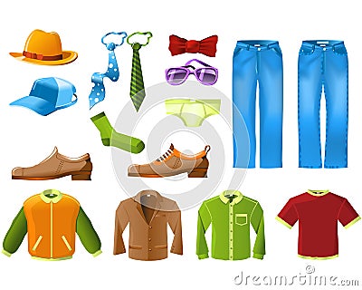 Men clothes icon set Vector Illustration