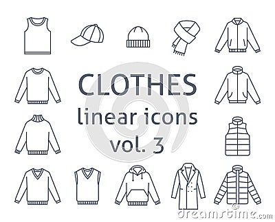 Men clothes simple flat line vector icons Vector Illustration