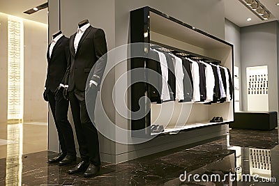 Men clothing shop suits Stock Photo