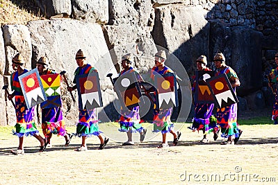 Men In Colorful Traditional Costume Inti Raymi Festival Peru Editorial Stock Photo