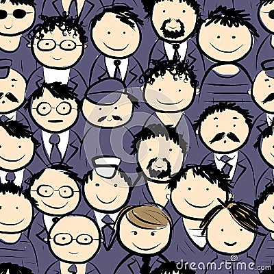 Men crowd, seamless pattern for your design Vector Illustration