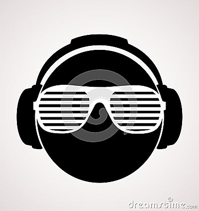 Men dj in headphone. print illustration Vector Illustration