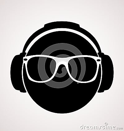 Men dj in headphone. vector print illustration Vector Illustration