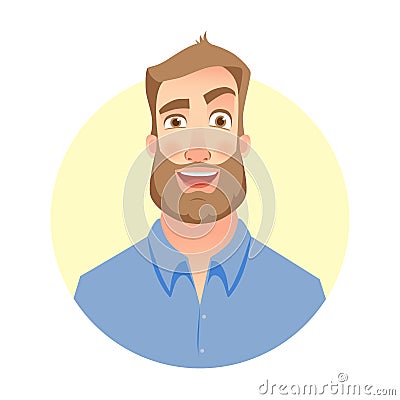 Face of man with beard Vector Illustration