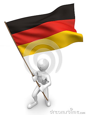 Men with flag. Germany Cartoon Illustration