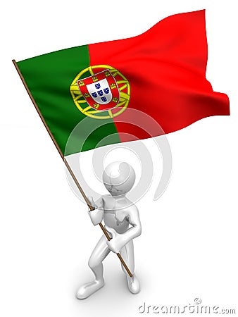 Men with flag. Portugal Cartoon Illustration