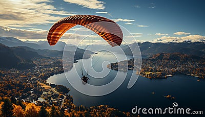 Men flying high up in the sky, gliding with exhilaration generated by AI Stock Photo
