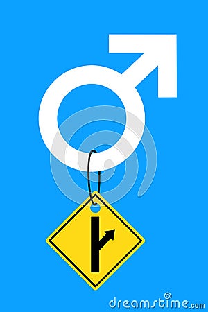 Men going their own way. Male gender and sex symbol with MGTOW sign and symbol. Vector Illustration