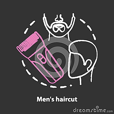 Men haircut chalk concept icon. Barbershop idea. Hair care and treatment. Barber shop, beard care. Hairdresser salon Vector Illustration