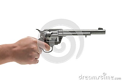 Men hand with revolver pistol Stock Photo