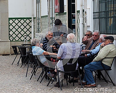 Men Outside A Small Cafe In Faro Portugal Editorial Stock Photo