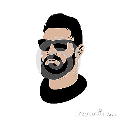 Men head face hipster vector illustration black silhouette Vector Illustration