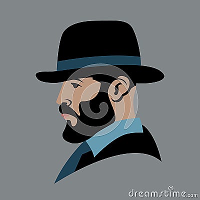 Men head hipster vector illustration Flat style profile Vector Illustration