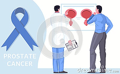 Cancer Prostate Flat Poster Vector Illustration