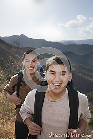 Men hiking, portrait Stock Photo