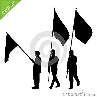 Men holding flag silhouettes vector Vector Illustration