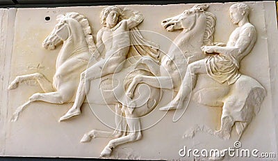 Men Horses Panel Parthenon Acropolis Museum Athens Greece Editorial Stock Photo