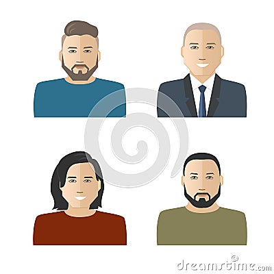 Men icons. Four different images of men Vector Illustration