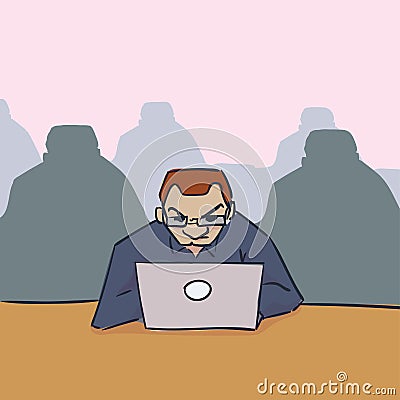 Men with laptop vector illustration sketch doodle corporate Vector Illustration