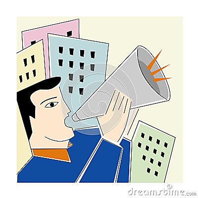 Men with a megaphone Vector Illustration