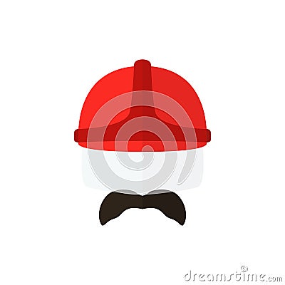 Men with mustache wearing casque. Vector Illustration
