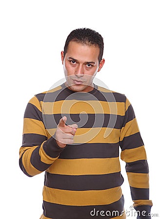 Men pointing finger with negativity Stock Photo