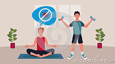 Men Practicing Yoga and Exercise in Home for Covid19 Prevention Method Stock Video - Video of fitness, house: 184528165 Men Practicing Yoga and Exercise in Home for Covid19 Prevention Method Stock Video - Video of fitness, house: 184528165
