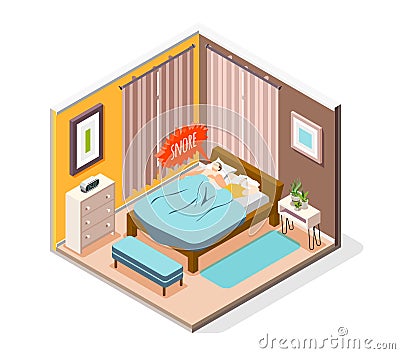 Men Problems Isometric Composition Cartoon Illustration