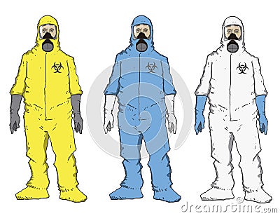 Men in protective suit Vector Illustration