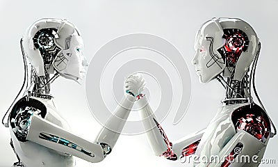 Men robot vs women robot Stock Photo