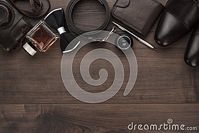 Men's accessories in order on the table Stock Photo