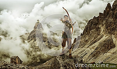 The men's archery target - the high mountain Stock Photo