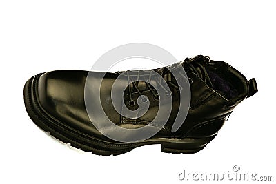 Men's black shoes.demi - season shoes . classic black leather lace-up shoes.women's Stock Photo