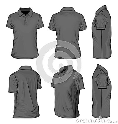 Men's black short sleeve polo-shirt Vector Illustration