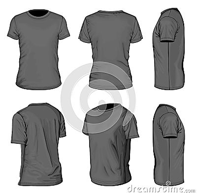 Men's black short sleeve t-shirt design templates Vector Illustration