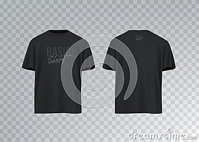 Men's black short sleeve t-shirt mockup. Front view. Vector template Vector Illustration